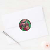 Sticker Rond Peacocks dans le jardin rose 2 (Enveloppe)