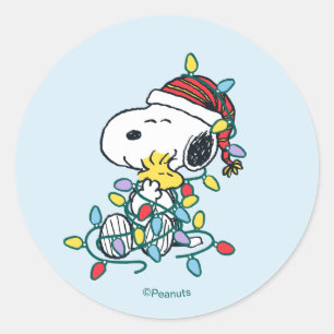 Sticker Rond Peanuts   Amour et Lumières de Noël