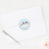 Sticker Rond Peanuts | Bonhomme de neige à 3 personnages (Enveloppe)