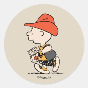 Sticker Rond Peanuts Charlie Brown Cowboy Halloween
