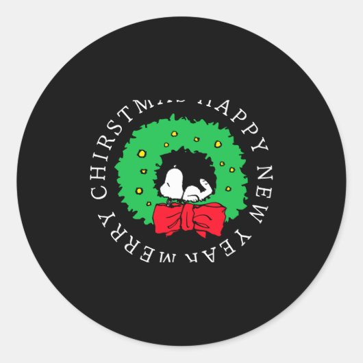 Sticker Rond Peanuts Christmas Wreath (Devant)
