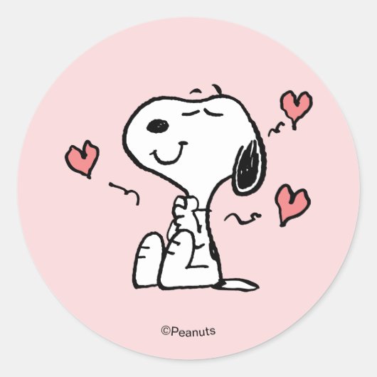 Sticker Rond Peanuts | Cœurs de Snoopy (Devant)