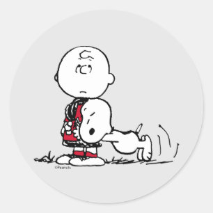 Sticker Rond PEANUTS   Motif rouge et noir