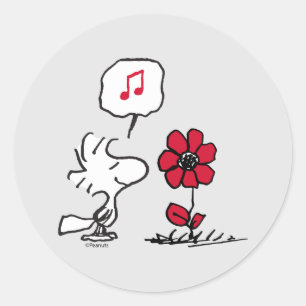 Sticker Rond PEANUTS   Motif rouge et noir