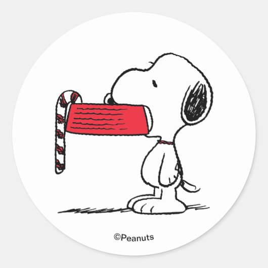 Sticker Rond Peanuts | Plat à nourriture en forme de canne de b (Devant)
