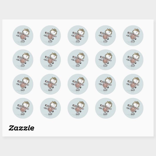 Sticker Rond Peanuts | Sally On Ice (Feuille)