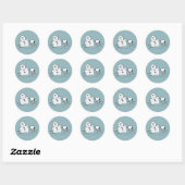 Sticker Rond Peanuts | Snoopy Construit Un Bonhomme de Neige (Feuille)