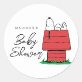 Sticker Rond Peanuts Snoopy Dog House | BABY SHOWER (Devant)