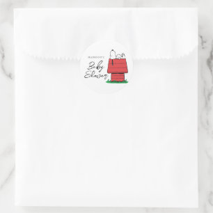 Sticker Rond Peanuts Snoopy Dog House   BABY SHOWER