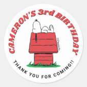 Sticker Rond Peanuts Snoopy Dog House Birthday Classic Round St (Devant)
