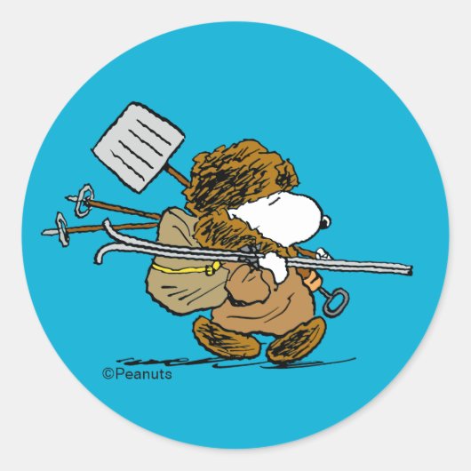Sticker Rond Peanuts | Snoopy Guerrier de la Neige (Devant)