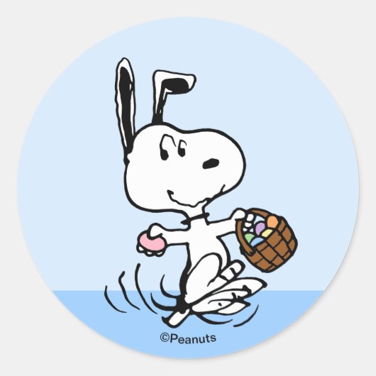 Sticker Rond Peanuts | Snoopy le Beagle de Pâques (Devant)