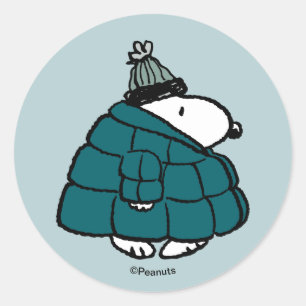 Sticker Rond Peanuts Snoopy Veste Hivernale Rembourrée Classi