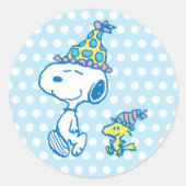 Sticker Rond PEANUTS | Snoopy & Woodstock Pois (Devant)