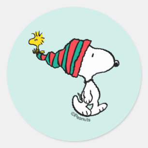 Sticker Rond Peanuts   Snoopy & Woodstock Vœux chaleureux