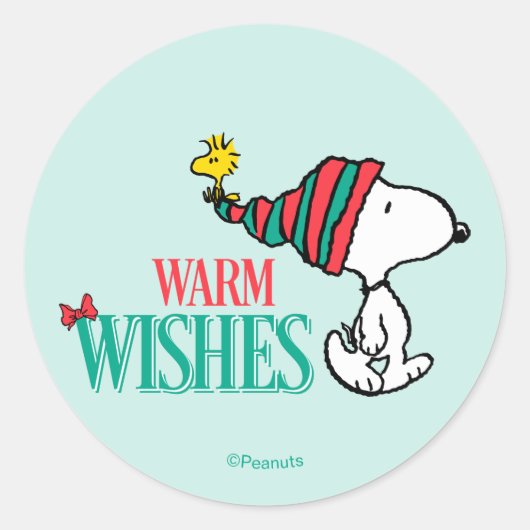 Sticker Rond Peanuts | Snoopy & Woodstock Warm Wishes (Devant)