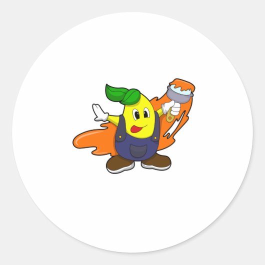 Sticker Rond Pear as Painer with Paint brush (Devant)