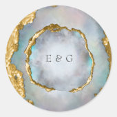 Sticker Rond Pearl Gold Agate Luxuriant Monogramme Mariage (Devant)