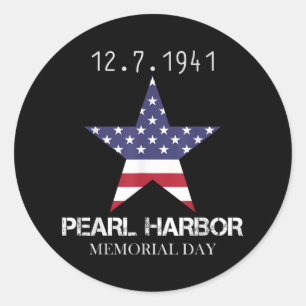 Sticker Rond Pearl Harbour Memorial Day Vintage