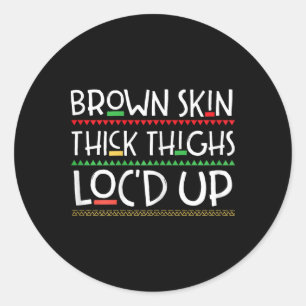 Sticker Rond Peau brune grosses cuisses bouclées cadeaux de mél