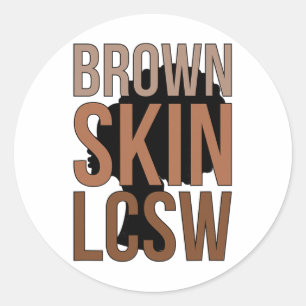 Sticker Rond Peau brune Lcsw Noir Travailleur social clinique a