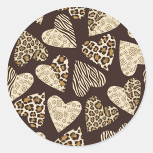Sticker Rond Peau d'animal avec des coeurs