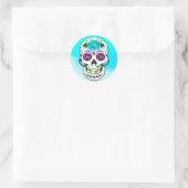 Sticker Rond Peau de sucre Halloween Turquoise pourpre (Sac)