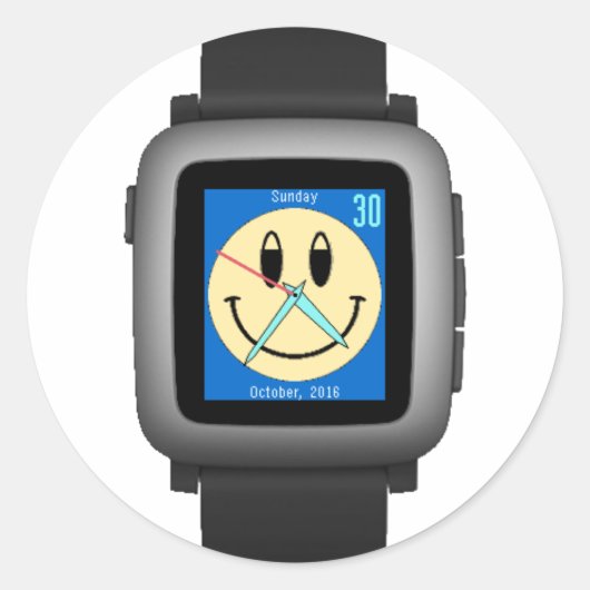 Sticker Rond Pebble Time Black (Devant)