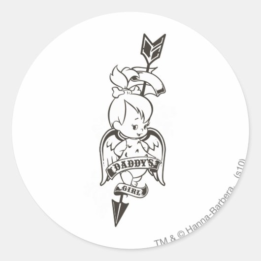 Sticker Rond PEBBLES™ Daddy's Girl B&W (Devant)