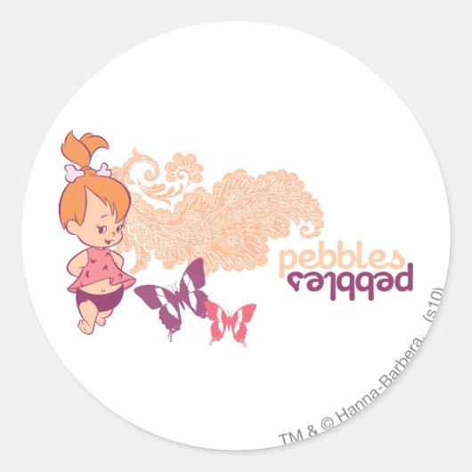 Sticker Rond PEBBLES™ et papillons (Devant)