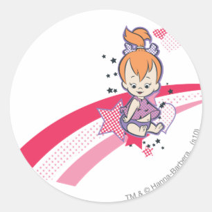 Sticker Rond PEBBLES™ sur arc-en-ciel rose