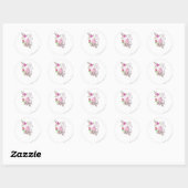 Sticker Rond PEBBLES™ Un Cutie Dans Les Fleurs (Feuille)