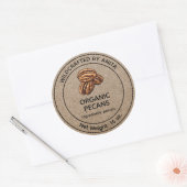 Sticker Rond Pecans Bio Sauvage Style Papier Kraft (Enveloppe)