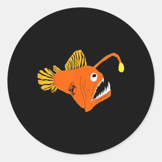 Sticker Rond Pêche à la ligne Créatures de la mer profonde Pêch (Devant)