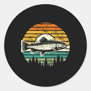 Sticker Rond Pêche à la mouche de la truite Extérieur Forêt Nat