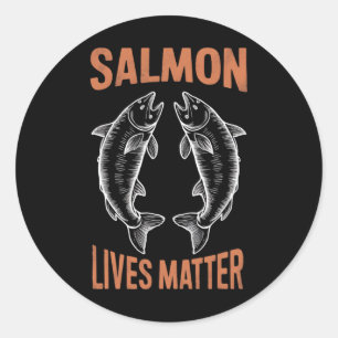 Sticker Rond Pêche à la mouche Poisson Pêcheur Saumon Vies Prob