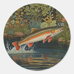 Sticker Rond Pêche à la mouche rustique