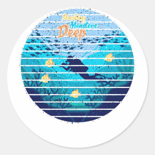 Sticker Rond Pêche à la truite de lac, marquant des monstres (Devant)