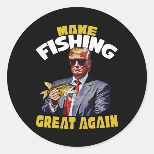 Sticker Rond Pêche à la truite Rendre la pêche plus belle Trump (Devant)