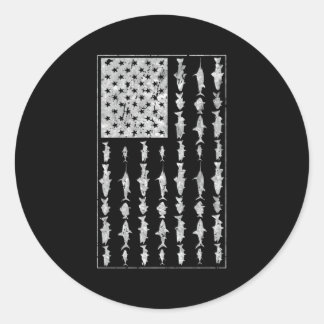Sticker Rond Pêche à l'eau salée Drapeau américain Salines Pois