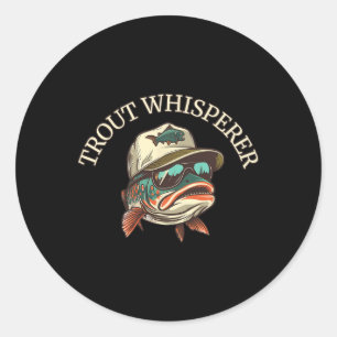 Sticker Rond Pêche Amusant Aventurier Chuchoteur de Truite