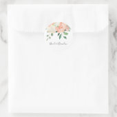 Sticker Rond Pêche aquarelle Floral Mariée et chambre (Sac)