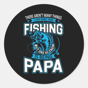 Sticker Rond Pêche Art Papa aime plus que la pêche