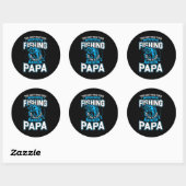 Sticker Rond Pêche Art Papa aime plus que la pêche (Feuille)