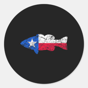 Sticker Rond Pêche au petit bouche drapeau Texas
