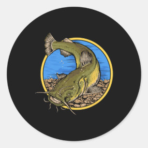 Sticker Rond Pêche au poisson-chat à tête plate
