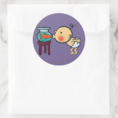 Sticker Rond Pêche Baisers Orange Golde poisson (Sac)