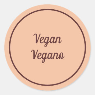 Sticker Rond Pêche Bilingue Végétalien (Vegano) Simple