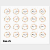 Sticker Rond Pêche, Blush, Mariage Champagne Enveloppe / Favori (Feuille)