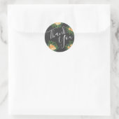 Sticker Rond Pêche & Charcoal Gris Peony & Rose Floral Mariage (Sac)